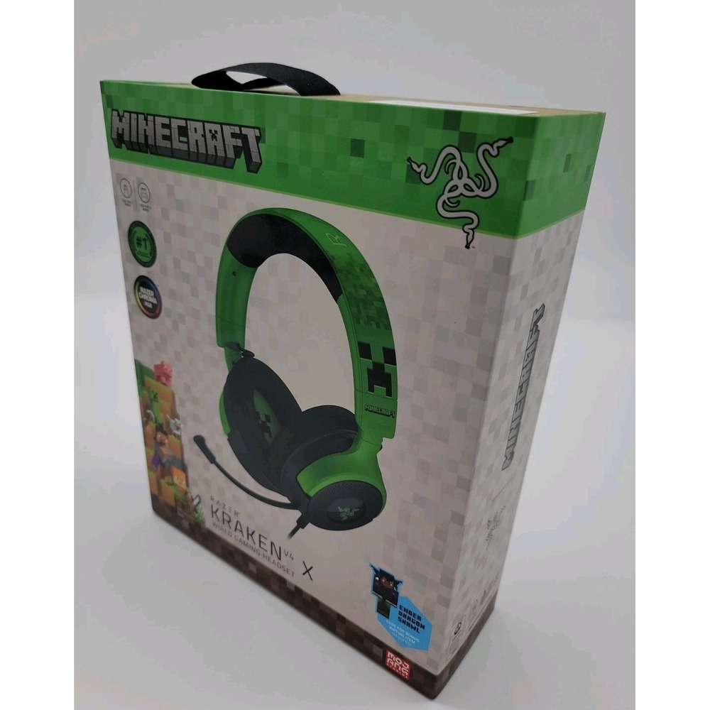 Razer Kraken V4 X Wired Gaming Headset - Minecraft Edition: USB PS5 New in Box!